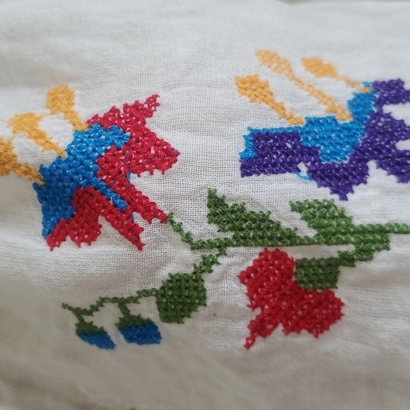 Handmade cross stitch three quarter sleeve top/ blouse size M - Picture 5 of 10